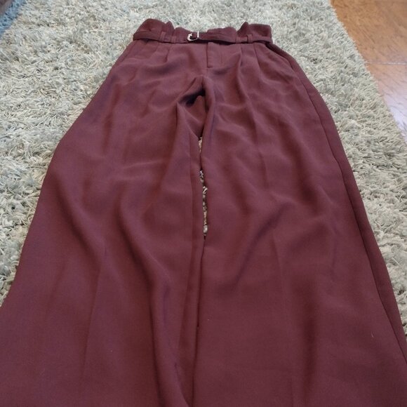 COPY - Express Burgundy Wide Leg High Rise Trousers - Picture 2 of 10